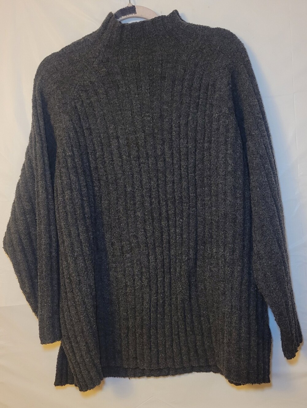 Venezia Dark Charcoal Ribbed Turtleneck Sweater